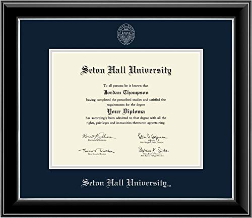 Church Hill Classics Seton Hall University - Silver Embossed - Featuring Onyx Silver Moulding - Officially Licensed - Diploma Size 11" x 8.5"