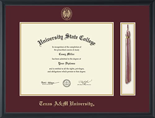 Texas A&M University - Officially Licensed - Gold Embossed Tassel Diploma Frame - Document Size 16" x 12.5"