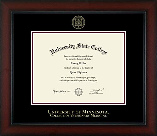 University of Minnesota Twin Cities College of Veterinary Medicine - Officially Licensed - Gold Embossed Diploma Frame - Document Size 11" x 8.5"