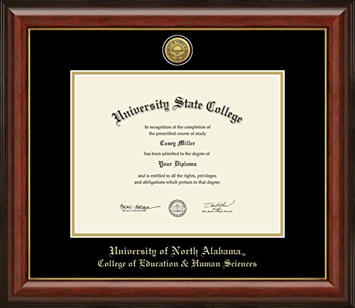 University of North Alabama College of Education & Human Sciences - Officially Licensed - Gold Medallion Diploma Frame - Document Size 11" x 8.5"