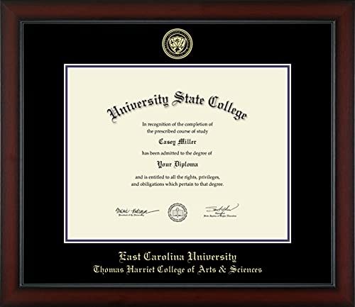 East Carolina University Thomas Harriet College of Arts & Sciences - Officially Licensed - Gold Embossed Diploma Frame - Document Size 14" x 11"