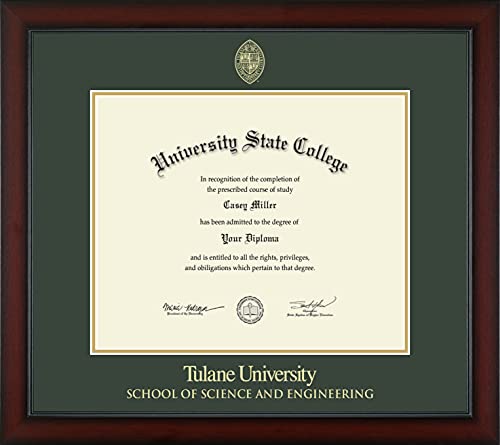 Tulane University School of Science and Engineering - Officially Licensed - Gold Embossed Diploma Frame - Document Size 17" x 14"