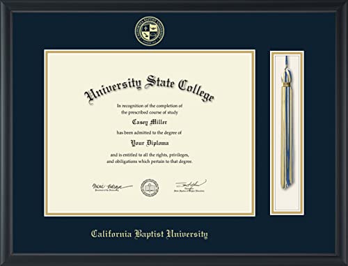 California Baptist University - Officially Licensed - Gold Embossed Tassel Diploma Frame - Document Size 14" x 11"