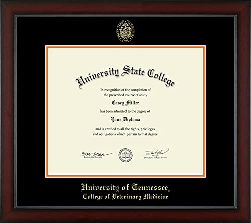 The University of Tennessee Knoxville College of Veterinary Medicine - Officially Licensed - Gold Embossed Diploma Frame - Document Size 17" x 14"