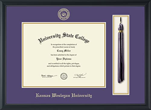 Kansas Wesleyan University - Officially Licensed - Gold Embossed Tassel Diploma Frame - Document Size 11" x 8.5"