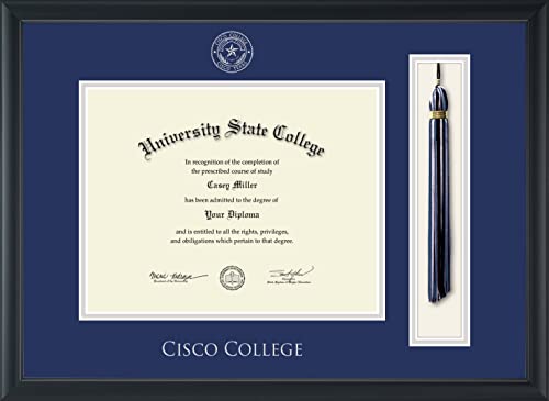 Cisco College - Officially Licensed - Silver Embossed Tassel Diploma Frame - Document Size 11" x 8.5"