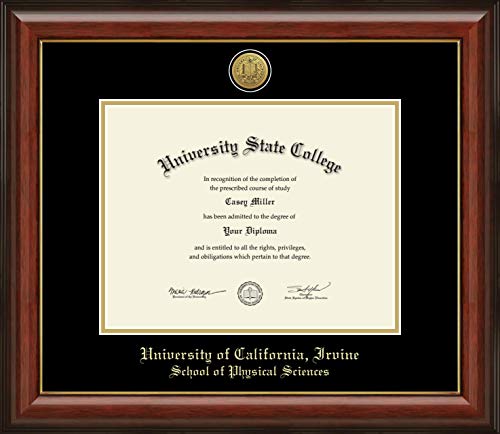 University of California Irvine School of Physical Sciences - Officially Licensed - Gold Medallion Diploma Frame - Document Size 11" x 8.5"