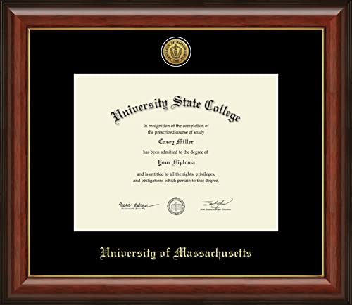 University of Massachusetts Amherst - Officially Licensed - Gold Medallion Diploma Frame - Document Size 11" x 8.5"