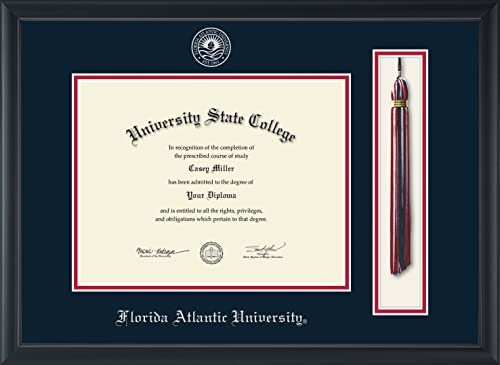 Florida Atlantic University - Officially Licensed - Silver Embossed Tassel Diploma Frame - Document Size 11" x 8.5"