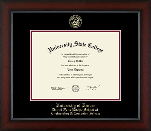 University of Denver Daniel Felix Ritchie School of Engineering & Computer Science - Officially Licensed - Gold Embossed Diploma Frame - Document Size 11" x 8.5"