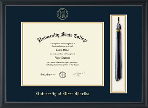 University of West Florida - Officially Licensed - Gold Embossed Tassel Diploma Frame - Document Size 11" x 8.5"