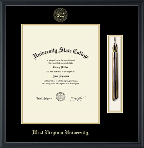 Framerly For West Virginia University - Officially Licensed - Gold Embossed Tassel Diploma Frame - Document Size 11" x 14"