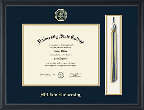 Millikin University - Officially Licensed - Gold Embossed Tassel Diploma Frame - Document Size 10" x 8"