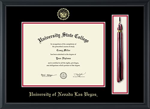 University of Nevada Las Vegas - Officially Licensed - Bachelor's/Master's - Gold Embossed Tassel Diploma Frame - Document Size 11" x 8.5"