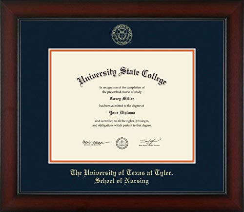 The University of Texas at Tyler School of Nursing - Officially Licensed - Gold Embossed Diploma Frame - Document Size 11" x 8.5"