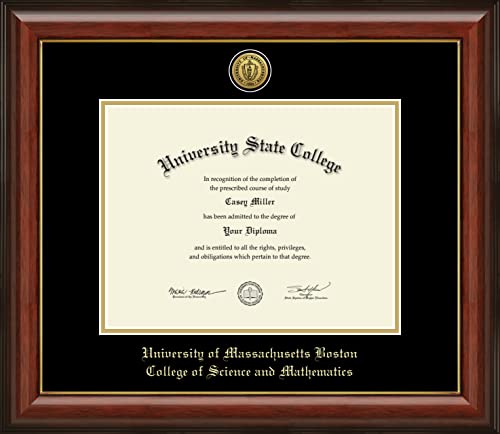 University of Massachusetts Boston College of Science and Mathematics - Officially Licensed - Gold Medallion Diploma Frame - Document Size 11" x 8.5"