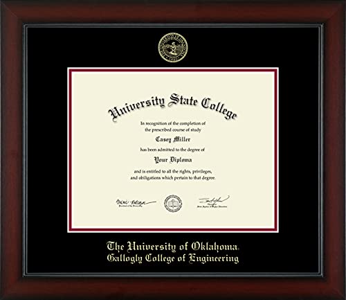 The University of Oklahoma Gallogly College of Engineering - Officially Licensed - Gold Embossed Diploma Frame - Document Size 11" x 8.5"