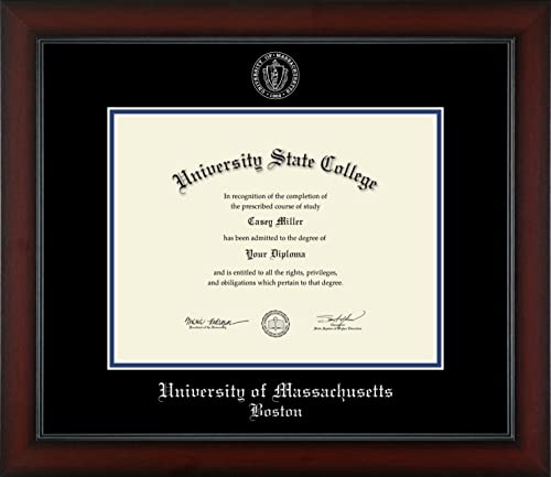 University of Massachusetts Boston - Officially Licensed - Silver Embossed Diploma Frame - Document Size 11" x 8.5"