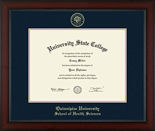 Quinnipiac University School of Health Sciences - Officially Licensed - PhD - Gold Embossed Diploma Frame - Document Size 16" x 12"