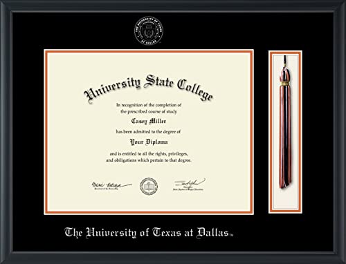 The University of Texas at Dallas - Officially Licensed - Silver Embossed Tassel Diploma Frame - Document Size 14" x 11"