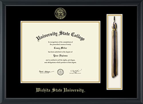 Wichita State University - Officially Licensed - Gold Embossed Tassel Diploma Frame - Document Size 11" x 8.5"