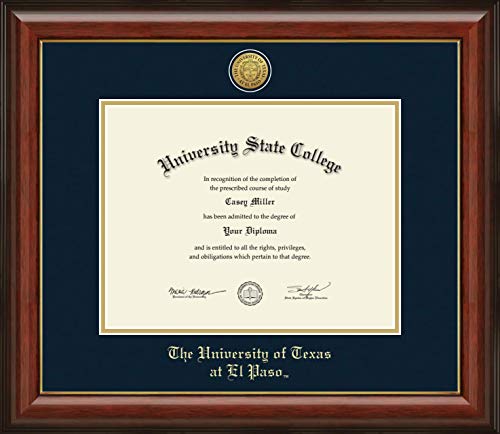 University of Texas at El Paso - Officially Licensed - Bachelor's/Master's - Gold Medallion Diploma Frame - Document Size 11" x 8.5"