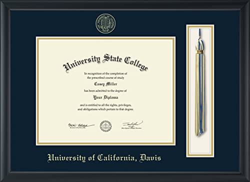 University of California Davis - Officially Licensed - Gold Embossed Tassel Diploma Frame - Document Size 11" x 8.5"