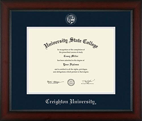 Creighton University - Officially Licensed - PhD - Silver Embossed Diploma Frame - Document Size 12" x 9"