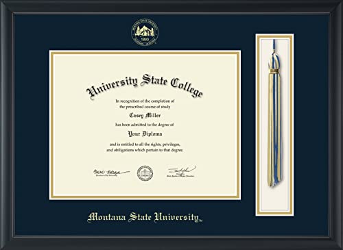 Montana State University Bozeman - Officially Licensed - Gold Embossed Tassel Diploma Frame - Document Size 11" x 8.5"