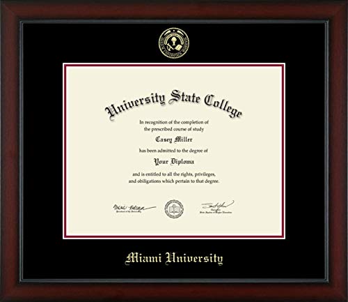 Miami University - Officially Licensed - Post-2014 PhD - Gold Embossed Diploma Frame - Document Size 14" x 11"