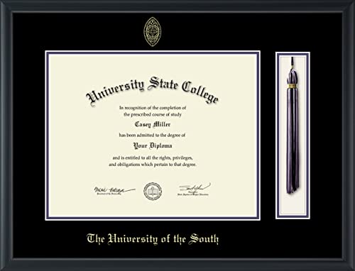 The University of the South - Officially Licensed - Gold Embossed Tassel Diploma Frame - Document Size 14" x 11"