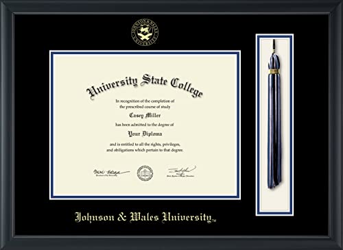 Johnson & Wales University in Rhode Island - Officially Licensed - Bachelor's - Gold Embossed Tassel Diploma Frame - Document Size 11" x 8.5"