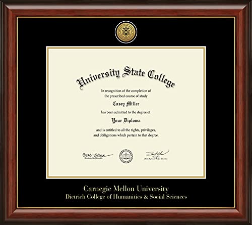 Carnegie Mellon University Dietrich College of Humanities & Social Sciences - Officially Licensed - Gold Medallion Diploma Frame - Document Size 17" x 14"