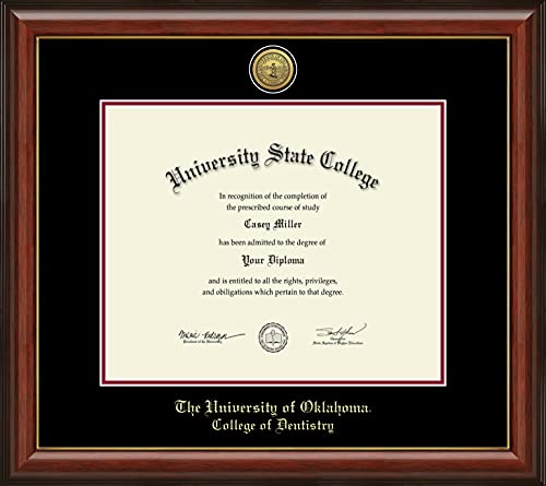 The University of Oklahoma College of Dentistry - Officially Licensed - Gold Medallion Diploma Frame - Document Size 17" x 14"