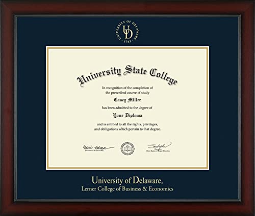 University of Delaware Lerner College of Business & Economics - Officially Licensed - Gold Embossed Diploma Frame - Document Size 16" x 12"