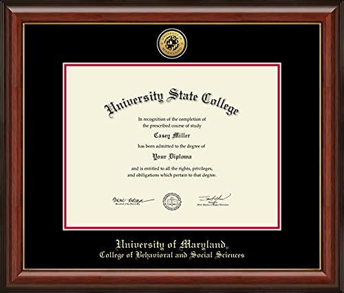 University of Maryland, College Park College of Behavioral and Social Sciences - Officially Licensed - Gold Medallion Diploma Frame - Document Size 17" x 13"