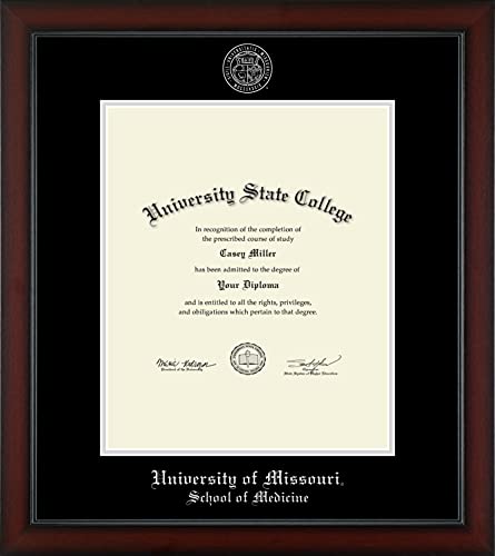 University of Missouri Columbia School of Medicine - Officially Licensed - Pre-Spring 2021 PhD - Silver Embossed Diploma Frame - Document Size 14" x 17"