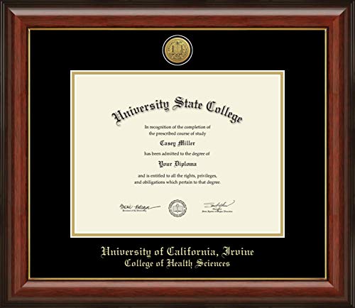 University of California Irvine College of Health Sciences - Officially Licensed - Gold Medallion Diploma Frame - Document Size 11" x 8.5"