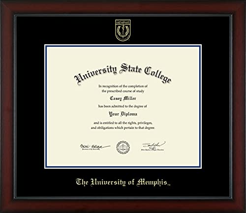 The University of Memphis - Officially Licensed - Bachelor's/Master's/Pre-2010 PhD - Gold Embossed Diploma Frame - Document Size 14" x 11"