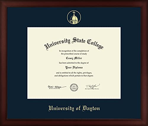 University of Dayton - Officially Licensed - Gold Embossed Diploma Frame - Document Size 11" x 8.5"