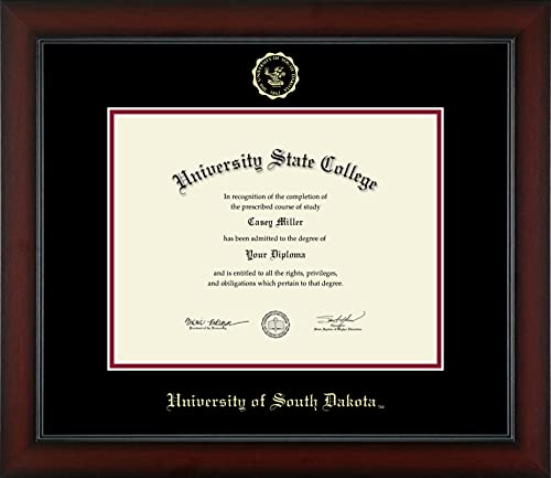 University of South Dakota - Officially Licensed - Gold Embossed Diploma Frame - Document Size 11" x 8.5"