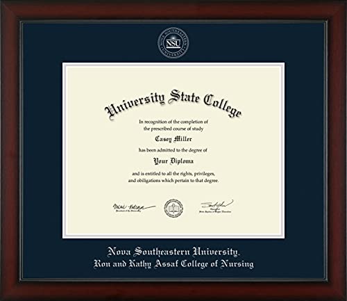 Nova Southeastern University Ron and Kathy Assaf College of Nursing - Officially Licensed - Silver Embossed Diploma Frame - Document Size 14" x 11"