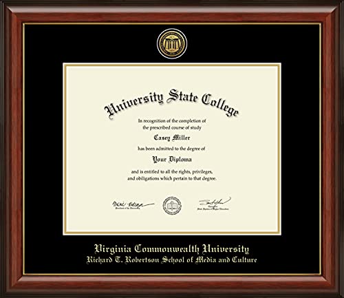 Virginia Commonwealth University Richard T. Robertson School of Media and Culture - Officially Licensed - Gold Medallion Diploma Frame - Document Size 14" x 11"