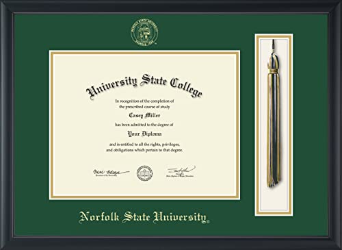 Norfolk State University - Officially Licensed - Bachelor's/PhD - Gold Embossed Tassel Diploma Frame - Document Size 11" x 8.5"