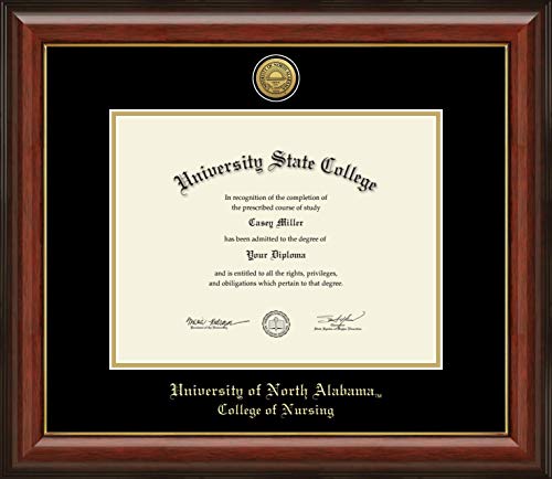 University of North Alabama College of Nursing - Officially Licensed - Gold Medallion Diploma Frame - Document Size 11" x 8.5"