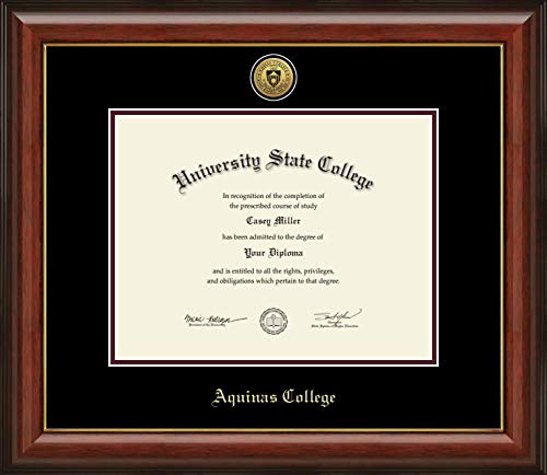 Aquinas College in Michigan - Officially Licensed - Gold Medallion Diploma Frame - Document Size 11" x 8.5"