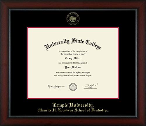 Temple University Maurice H. Kornberg School of Dentistry - Officially Licensed - Gold Embossed Diploma Frame - Document Size 14" x 11"