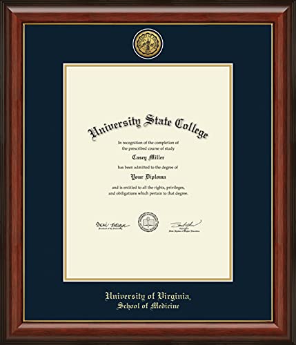 Framerly For University of Virginia School of Medicine - Officially Licensed - Gold Medallion Diploma Frame - Document Size 17" x 22"