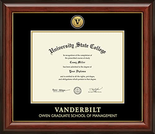 Vanderbilt University Owen Graduate School of Management - Officially Licensed - Gold Medallion Diploma Frame - Document Size 11" x 8.5"