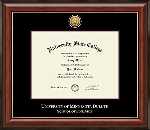 University of Minnesota Duluth School of Fine Arts - Officially Licensed - Gold Medallion Diploma Frame - Document Size 11" x 8.5"